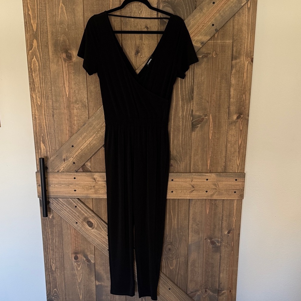 Express Black V-Neck Jumpsuit size small